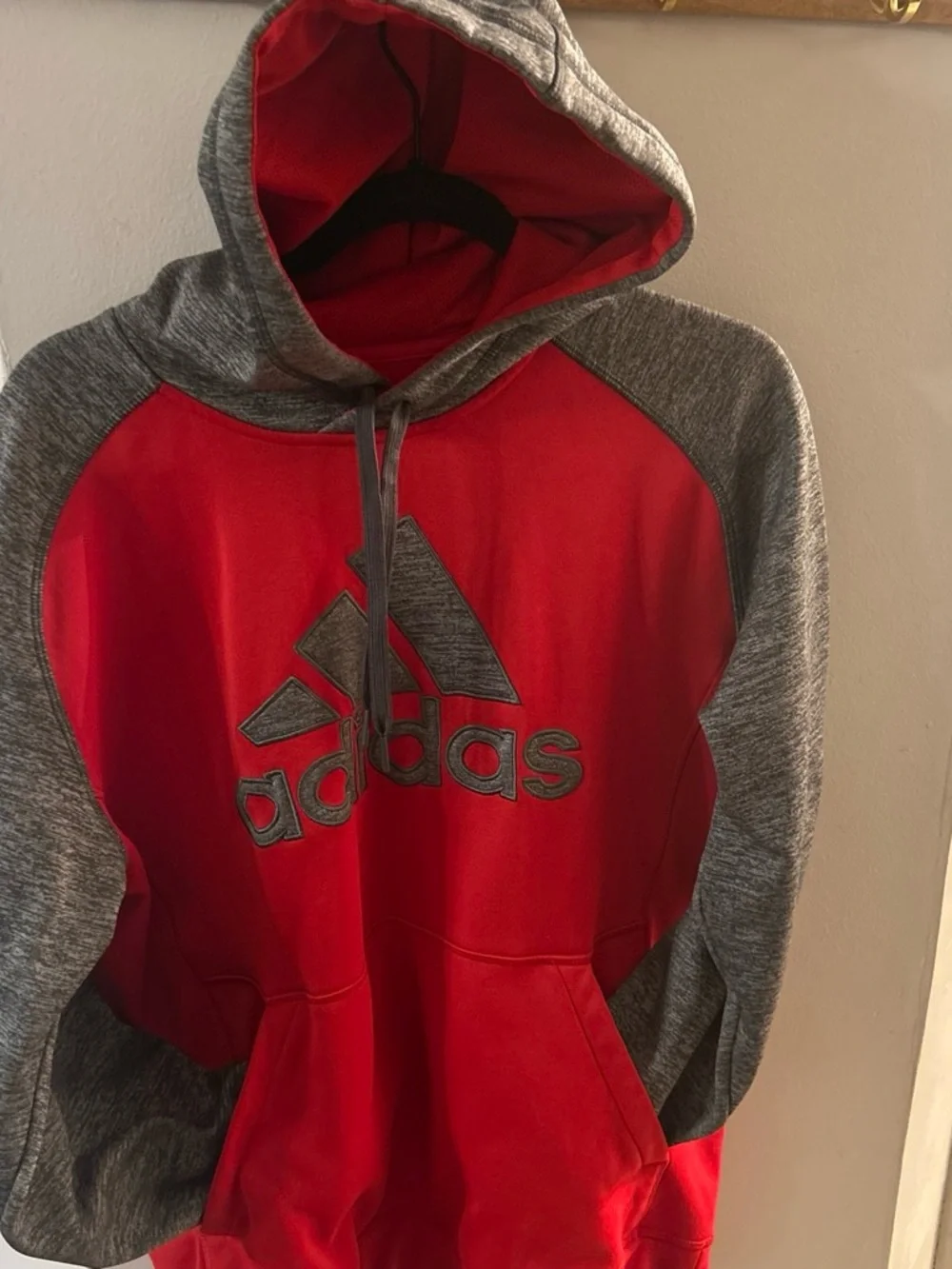 adidas Originals Red and Gray Pullover Hoodie with Logo